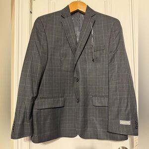 Michael Kors Charcoal Plaid Blazer with Blue Windowpane Sz 42S